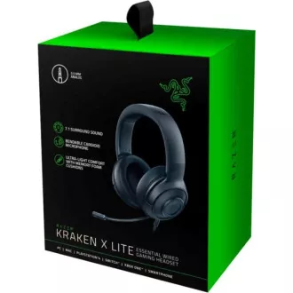 RAZER Gaming Headset Kraken X Lite, 3,5 mm-es jack csatlakozó, fekete