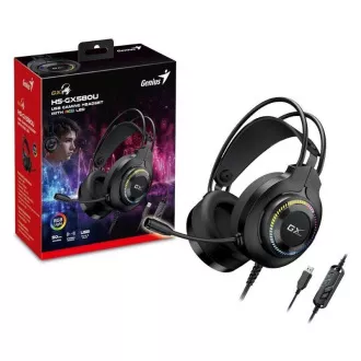 GENIUS headset GX GAMING HS-GX580U, USB, RGB, fekete GENIUS headset GX GAMING HS-GX580U, USB, RGB, fekete