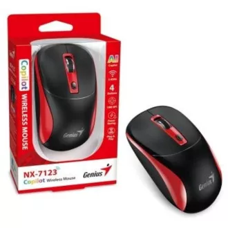 GENIUS egér NX-7123/ 1200 dpi/ vezeték nélküli/ Copilot/ fekete/ vörös