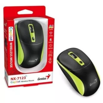 GENIUS egér NX-7123/ 1200 dpi/ vezeték nélküli/ Copilot/ fekete-zöld