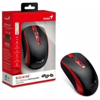 GENIUS egér ECO-8150/ 1200 dpi/ vezeték nélküli/ újratölthető/ Copilot/ fekete és piros színű