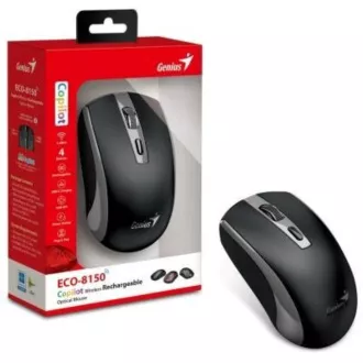 GENIUS egér ECO-8150/ 1200 dpi/ vezeték nélküli/ újratölthető/ Copilot/ fekete/ szürke