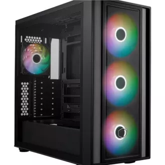 Cooler Master tok MasterBox 600, ATX, átlátszó oldallap, 3x 140mm ARGB ventilátor, 1x 120mm ARGB ventilátor, ARGB hub, Fekete