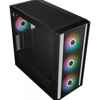 Cooler Master tok MasterBox 600, ATX, átlátszó oldallap, 3x 140mm ARGB ventilátor, 1x 120mm ARGB ventilátor, ARGB hub, Fekete