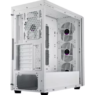 Cooler Master ház MasterBox 600, ATX, átlátszó oldallap, 3x 140mm ARGB ventilátor, 1x 120mm ARGB ventilátor, ARGB hub, fehér