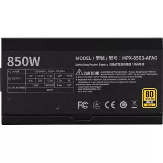 Cooler Master tápegység 850W MWE Gold 3, 120mm, 80  Gold, teljesen moduláris, ATX 3.1