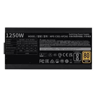 Cooler Master 1250W MWE Gold, 140mm, 80  Gold, teljesen moduláris, ATX 3.1