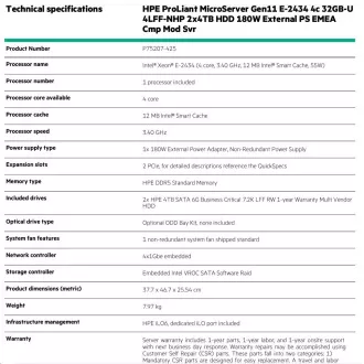 HPE PL MicroServer Gen11 E-2434 (3.4-5G/4C8T) 1x32G 2x4TB SATA 4LFF/SFF-NHP 4p1G iLoPort (P65741) NBD111 Intelligens választás