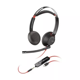 Poly Blackwire 5220 fejhallgató, 3,5 mm-es jack USB-C/A adapter, sztereó Poly Blackwire 5220 fejhallgató, 3,5 mm-es jack USB-C/A adapter, sztereó