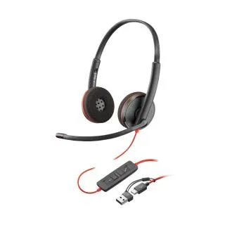 Poly Blackwire 3220 fejhallgató, USB-C/A adapter, sztereó (ömlesztve)