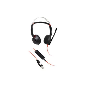 Poly Blackwire 5220 fejhallgató, 3,5 mm-es jack USB-C/A adapter, sztereó Poly Blackwire 5220 fejhallgató, 3,5 mm-es jack USB-C/A adapter, sztereó