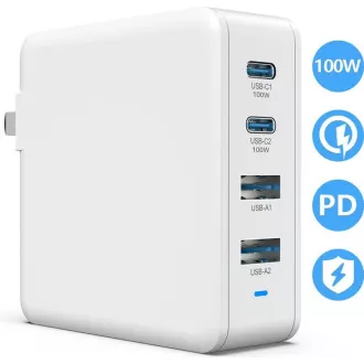 Viking USB GaN 100W-os töltő, PD3.0 és QC4  támogatással, fehér színben