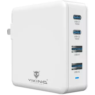 Viking USB GaN 100W-os töltő, PD3.0 és QC4  támogatással, fehér színben
