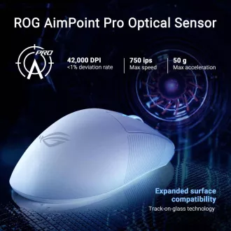 ASUS egér ROG Keris II Ace, vezeték nélküli játék egér, fehér