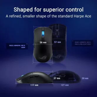 ASUS Gaming egér ROG Harpe Ace Mini, vezeték nélküli BT, RF 2.4GHz, fekete