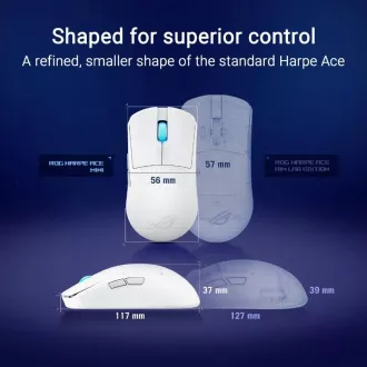 ASUS Gaming egér ROG Harpe Ace Mini, vezeték nélküli BT, RF 2.4GHz, fehér