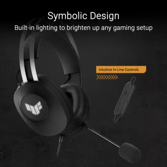 ASUS Headset TUF Gaming H1 GEN II, Vezetékes játék headset, Fekete