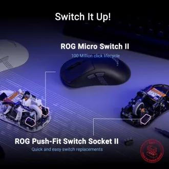 ASUS egér ROG Keris II Origin, vezeték nélküli játék egér, fehér