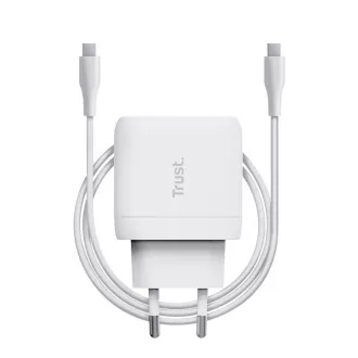 TRUST Charger 45W Maxo, USB-C, fali töltő, 2m USB-C kábel, fehér