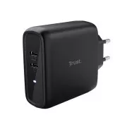 TRUST MAXO 65W-os töltő, 2x USB-C, fekete