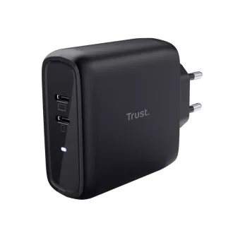 TRUST MAXO 65W-os töltő, 2x USB-C, fekete