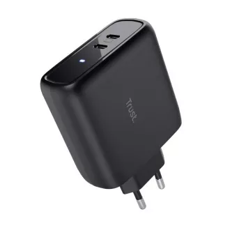 TRUST MAXO 65W-os töltő, 2x USB-C, fekete