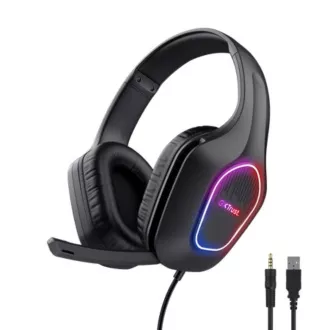 TRUST Gaming Headset GXT 416 ZIROX, LED, USB, 3,5 mm-es jack, fekete
