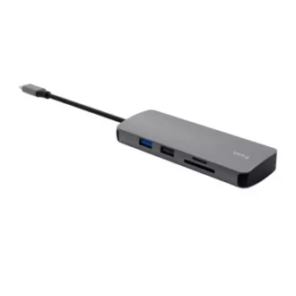 TRUST dokkolóállomás DALYX USB-C, 8in1, HDMI, RJ45, 2xUSB-C, 2xUSB-A, microSD/SD kártya, szürke színben