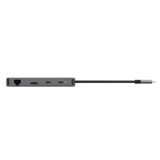 TRUST dokkolóállomás DALYX USB-C, 8in1, HDMI, RJ45, 2xUSB-C, 2xUSB-A, microSD/SD kártya, szürke színben