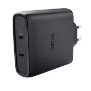TRUST GaN MAXO 100W 2 portos USB-C töltő, fekete
