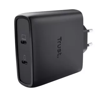 TRUST GaN MAXO 100W 2 portos USB-C töltő, fekete