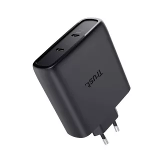 TRUST GaN MAXO 100W 2 portos USB-C töltő, fekete