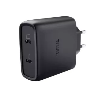 TRUST GaN MAXO 65W 2 portos USB-C töltő, fekete