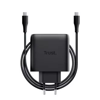 TRUST GaN MAXO 65W 2 portos USB-C töltő, fekete