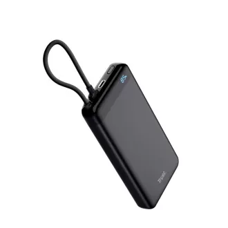 TRUST Powerbank Fiera, 20000 mAh, kábellel, 2x USB-C, fekete