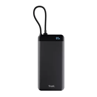 TRUST Powerbank Fiera, 20000 mAh, kábellel, 2x USB-C, fekete