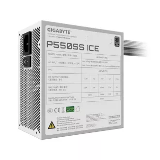 GIGABYTE tápegység P550SS ICE, 550W, 80  Silver, 120mm, ATX 3.0, fehér