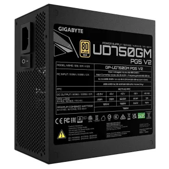 GIGABYTE tápegység UD750GM PG5 V2, 750W, 120mm, Fully Modular, 80 Plus Gold, ATX 3.1