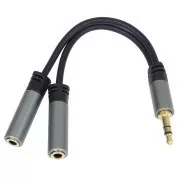 PremiumCord HQ 3, 5mm jack hím - 2x jack nőstény 15cm