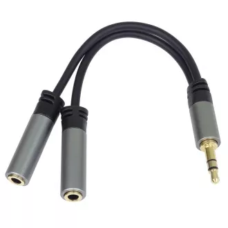 PremiumCord HQ 3, 5mm jack hím - 2x jack nőstény 15cm