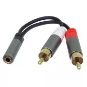 PremiumCord kábel HQ Jack 3.5mm Female - 2x CINCH Male 15cm