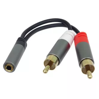 PremiumCord kábel HQ Jack 3.5mm Female - 2x CINCH Male 15cm