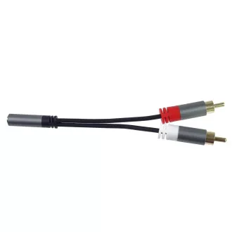 PremiumCord kábel HQ Jack 3.5mm Female - 2x CINCH Male 15cm