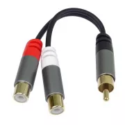 PremiumCord elosztó HQ CINCH Hím - 2x CINCH Nő 15cm