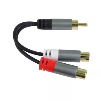 PremiumCord elosztó HQ CINCH Hím - 2x CINCH Nő 15cm