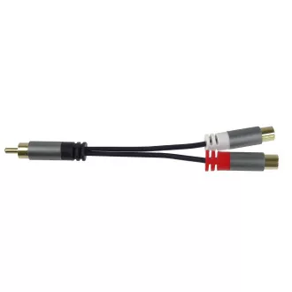 PremiumCord elosztó HQ CINCH Hím - 2x CINCH Nő 15cm