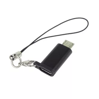 PremiumCord adapter USB-C csatlakozó - USB 2.0 Micro-B/male, fekete, akasztós hurokkal