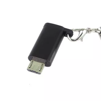 PremiumCord adapter USB-C csatlakozó - USB 2.0 Micro-B/male, fekete, akasztós hurokkal