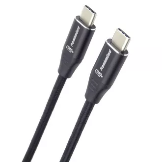 PREMIUMCORD kábel USB-C M/M, 240W 480Mbps fekete pamutfonat, 1m