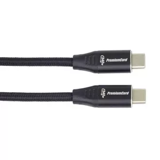 PREMIUMCORD kábel USB-C M/M, 240W 480Mbps fekete pamutfonat, 1m